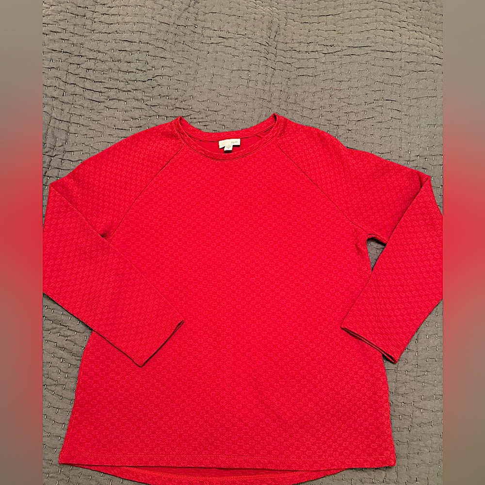 NWOT - Red JJill Textured Sweatshirt. Size medium